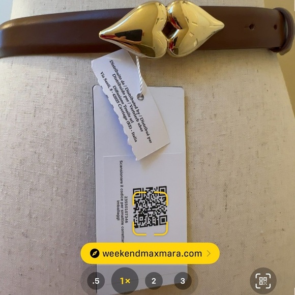 Weekend Max Mara "From Lily With Love" NWOT Leather Double Heart Belt S/M Spring - Picture 16 of 16